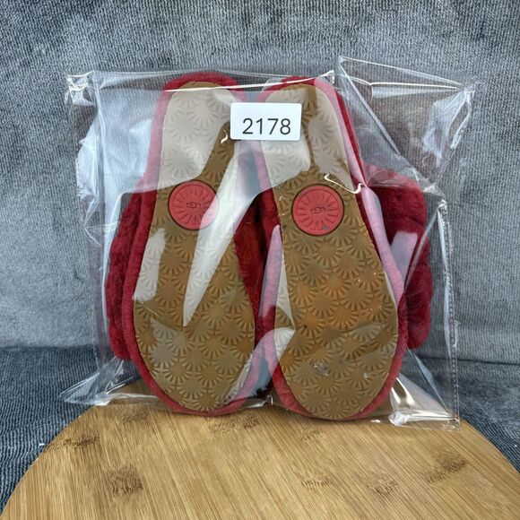 UGG Shoes Womens Size 8 Red Fluff Yeah Slide Shearling Slingback Slippers Plush - Picture 11 of 11